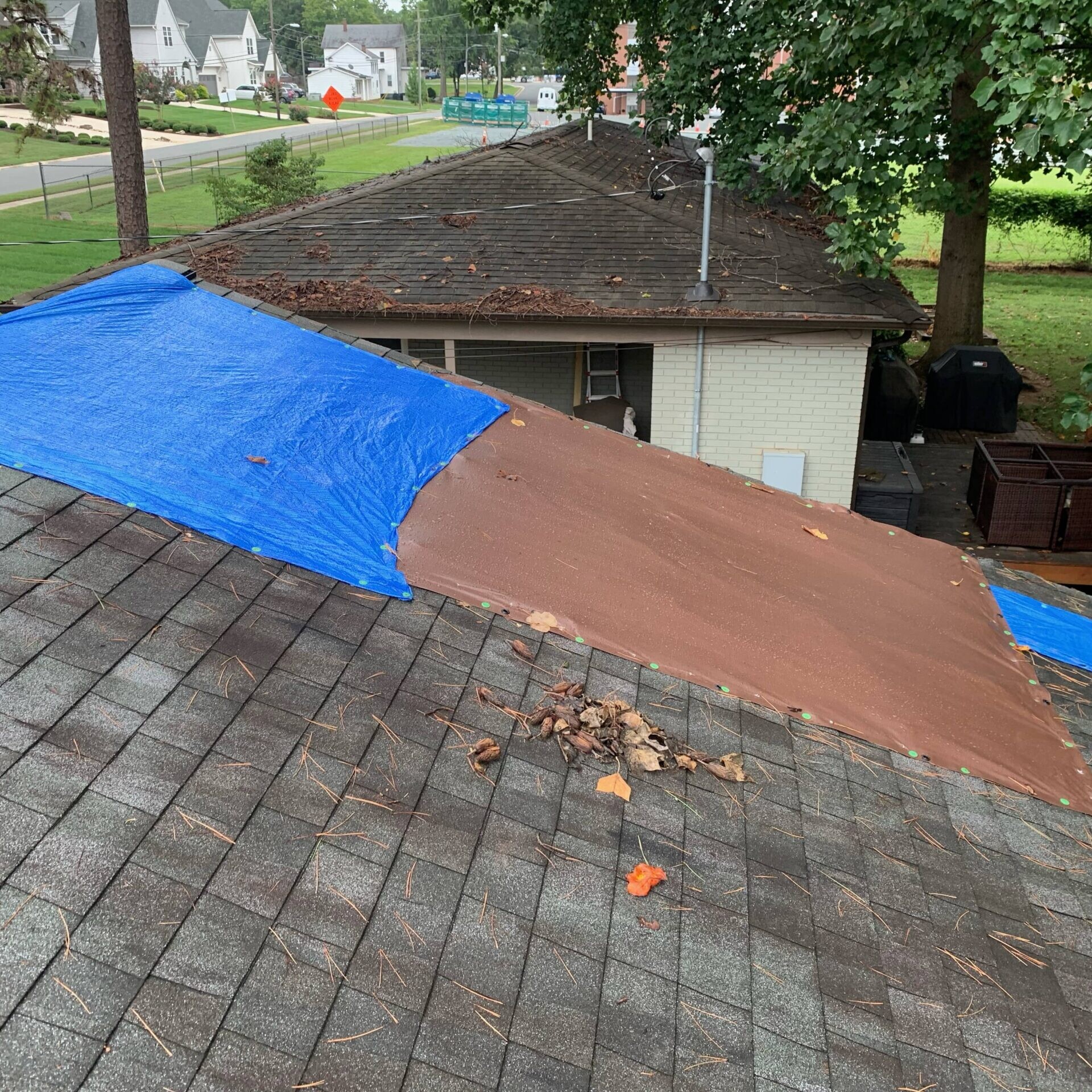 storm damage on a roof