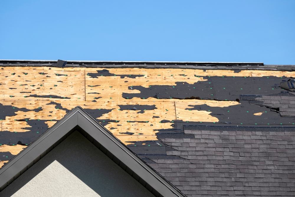 Damaged roof after a storm